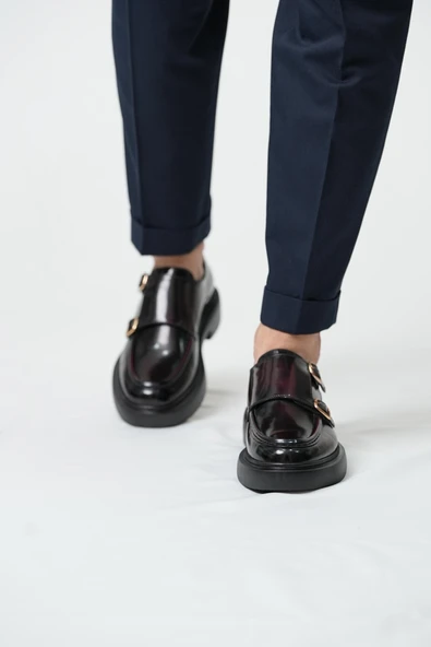 Tetri 0K575 Gody Model Hakiki Deri El Yapımı Erkek Bordo Açma Casual Ayakkabı - Resim 2