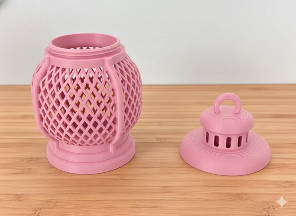 Mini Dekoratif Lantern Tealight Mumluk Pembe - Resim 3