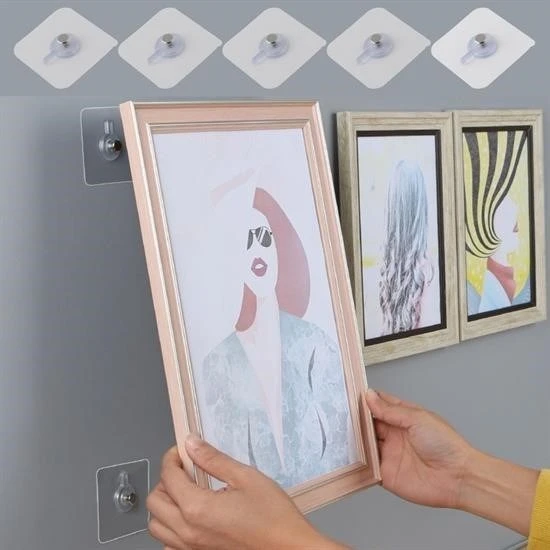 OLLEVRA Süper Güçlü Çerçeve Askısı Yapışkanlı Raf Tutucu Askı Pin Delgisiz Vidalı Tırnak Kanca 4 Adet - Resim 2