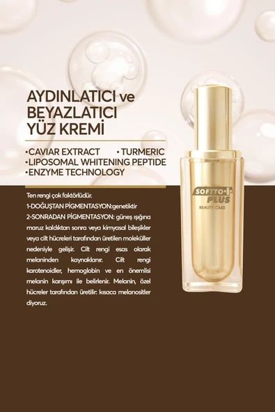 SOFTTO PLUS BEYAZLATICI VE AYDINLATICI YÜZ KREMİ 100 ML - Resim 4