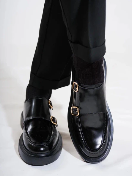 Tetri 0K575 Model Hakiki Deri El Yapımı Erkek Siyah Açma Casual Ayakkabı - Resim 3