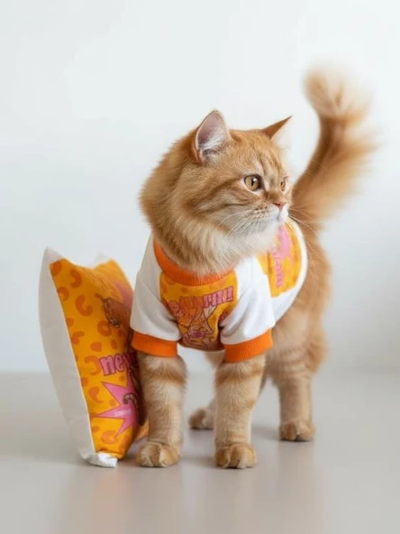 Tiger Leopar Desenli Penye Kedi Tulum | Tüy Dökülmesini Azaltmaya Yardımcı | Yumuşak & Rahat Kedi Kıyafeti - Resim 11