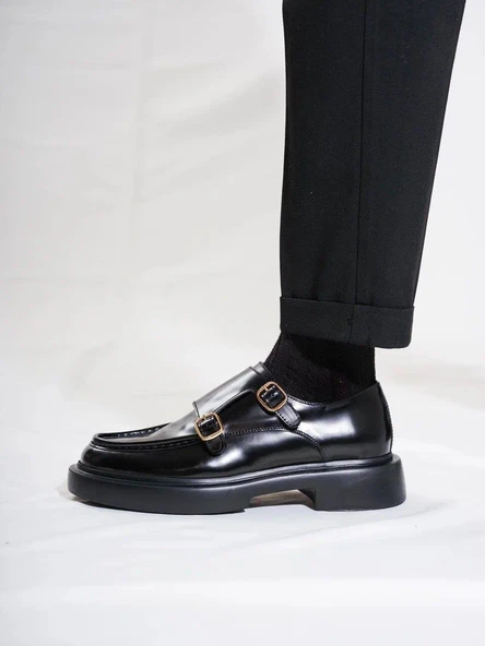 Tetri 0K575 Model Hakiki Deri El Yapımı Erkek Siyah Açma Casual Ayakkabı - Resim 5