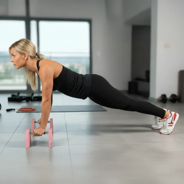 PS SPOR Ahşap Şınav Barı, Amut Barı, Paralel Bar (Pembe) - Resim 4