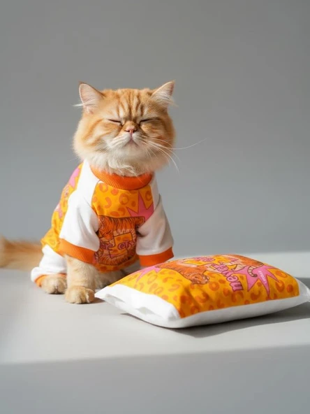 Tiger Leopar Desenli Penye Kedi Tulum | Tüy Dökülmesini Azaltmaya Yardımcı | Yumuşak & Rahat Kedi Kıyafeti - Resim 4