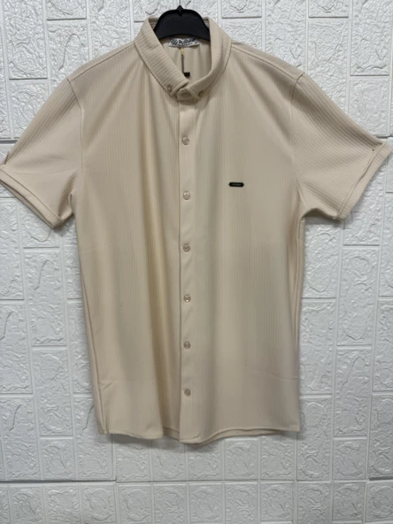 Kısa Kollu Bürümcük Doku Sade Gömlek ürün görseli 1