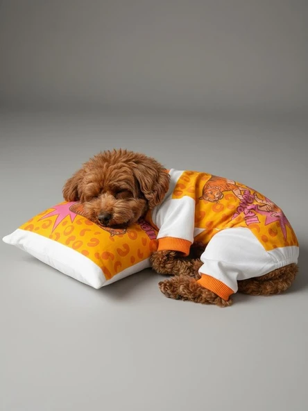 Tiger Köpek Uyku Takımı | Pamuklu Penye Köpek Tulumu ve Mini Yastık | Küçük Irklar İçin | Tüy Dökülmesini Azaltır ürün görseli 1