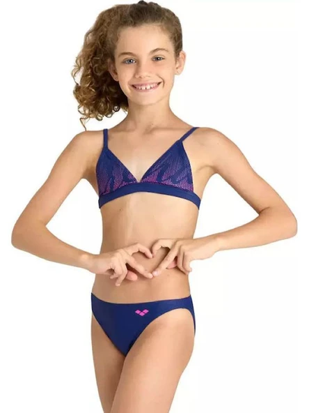 Arena Girls Graphic Swimsuit Bikini Triangle Kız Çocuk Bikini Alt Üst 006209700 - Resim 3