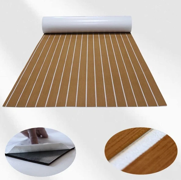 Eva Köpük Sahte Tik Güverte Zemin Kaplama 45x240 cm - Resim 4