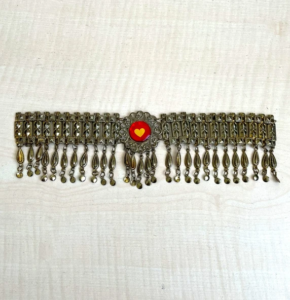 VİNTAGE EŞARP PÜSKÜLÜ FOLKLORİK TAKI METAL MALZEME - Resim 2