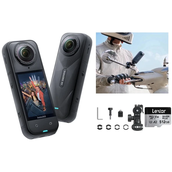 Insta360 X5 Aksiyon Kamerası Moto Ayna Kiti (512 GB) ürün görseli 1