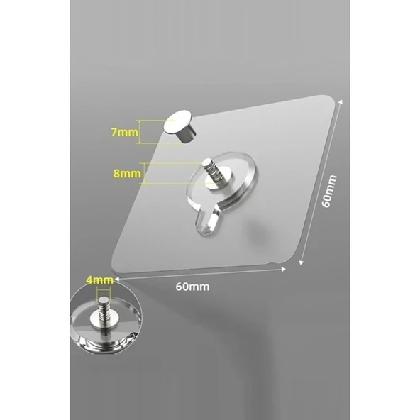 Mucit Home 4 Adet Kendinden Yapışkanlı Duvar Kancaları Şeffaf Raf Duvar Askıları Mutfak Banyo Vida Kanca Çivi - Resim 3