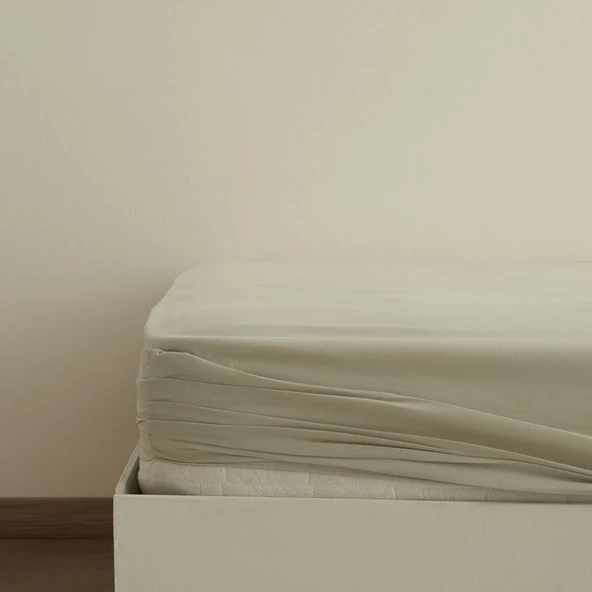 Karaca Home Basic %100 Pamuk Tek Kişilik Lastikli Çarşaf Adaçayı ürün görseli 1