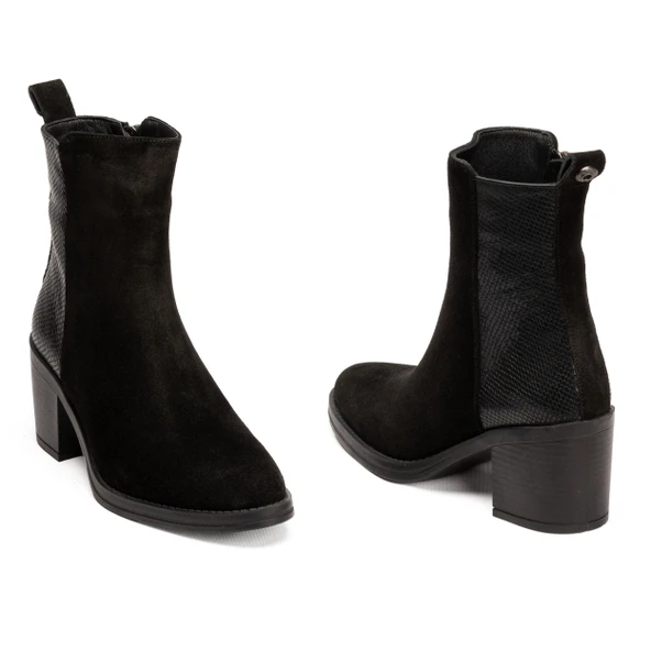 Kadın Hakiki Deri 7.5 cm Topuklu El Yapımı Günlük Şık Bot - Resim 7