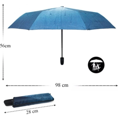 Marlux Yağmur Damla Desenli Otomatik Çanta Boy Bayan Şemsiyesi - Resim 2