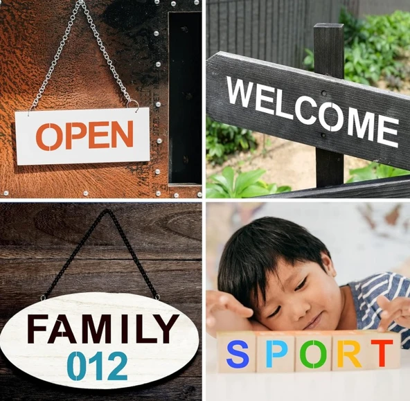 Tekrar Kullanılabilir Harf ve Sayı Boyama Şablonu 12,7cm 36 Adet - Resim 9