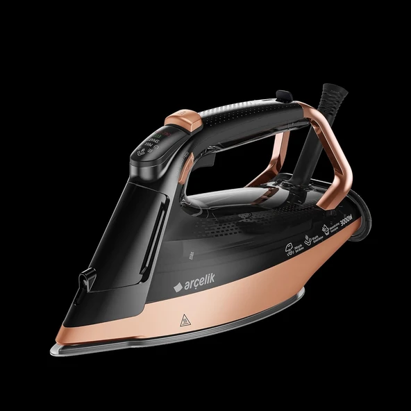 Arçelik AriaTM Expert BEU 9030 D Buharlı Ütü, SuperGlide Seramik Taban, Siyah ve Bakır, 3000W, 31.5x16x12 cm, Otomatik Kireç Temizleme, 280g Şok Buhar ürün görseli 1