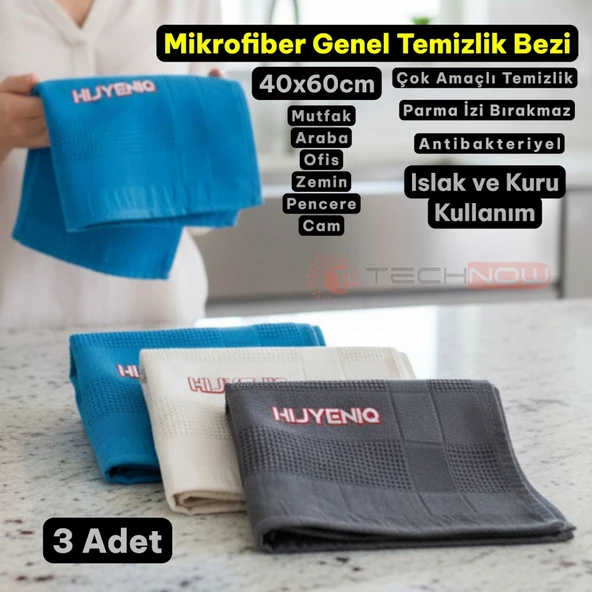 Technow Mikrofiber İngiliz Cam Bezi | Mikrofiber Temizlik Bezi | Sihirli Bez | İz Bırakamayan 3 Adet 60*40 cm - Resim 3