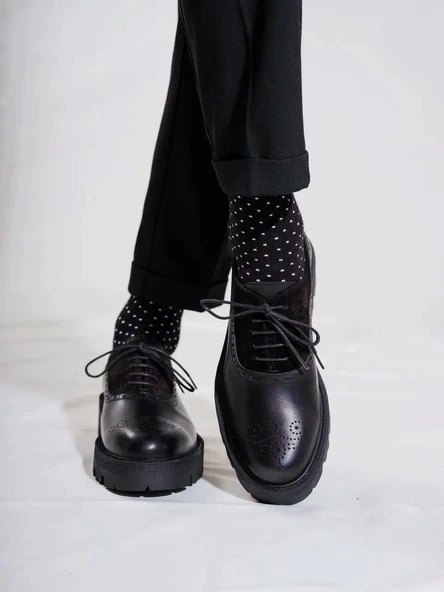 Tetri CL029 Edwin Model Gerçek Deri El Yapımı Erkek Siyah Casual Ayakkabı - Resim 4