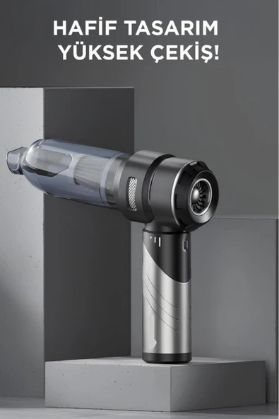 101 Katlanabilir 160000 Pa Mini Çok Fonksiyonlu Şarjlı Araç ve Ev Kullanımı İçin El Süpürgesi - Resim 2