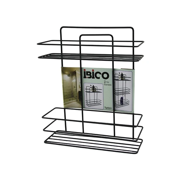 SİYAH  2 KATLI - DİKDÖRTGEN   METAL  BANYO KÖŞELİK - DUŞKABİN RAF - ŞAMPUANLIK (5314) ürün görseli 1