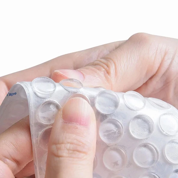 100’lü 10Mm Yapışkanlı Şeffaf Silikon Ses Stoperi Dolap Çekmece Tamponu Koruyucu - Resim 3