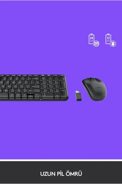 MK220 Kablosuz Türkçe Klavye Mouse Seti - Siyah - Resim 4
