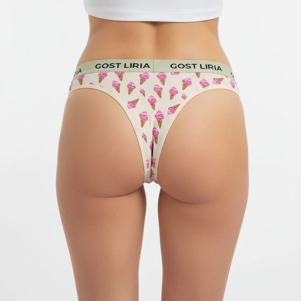 -İce Cream Desenli Kadın String Külot - Resim 5