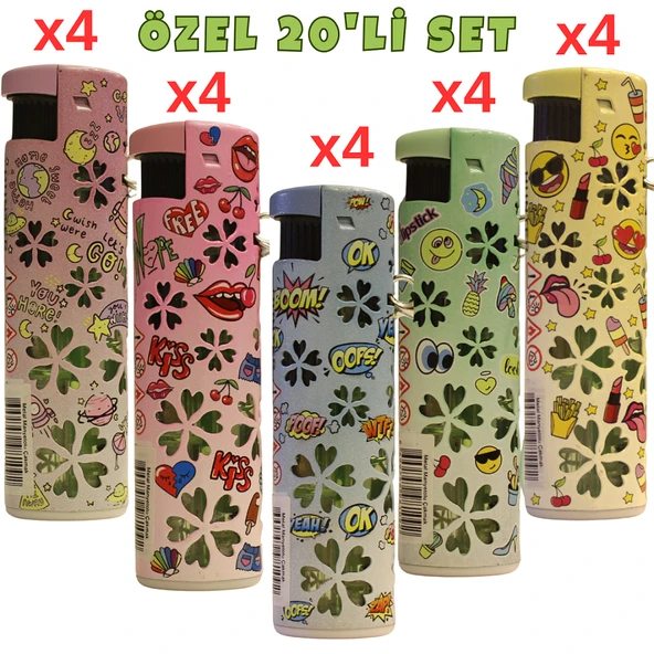 Hunter Turbo Jet Alevli Işıklı Metal Çakmak 20’li Set – Doldurulabilir LED Işıklı (32-4BK) ürün görseli 1