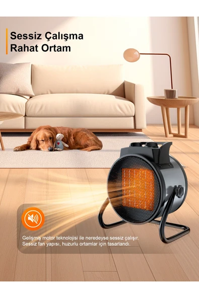 Elektrikli Isıtıcı Fan 3000W Hızlı Isınma, 3 Kademeli Ayar, Sessiz PTC Isıtma - Resim 10