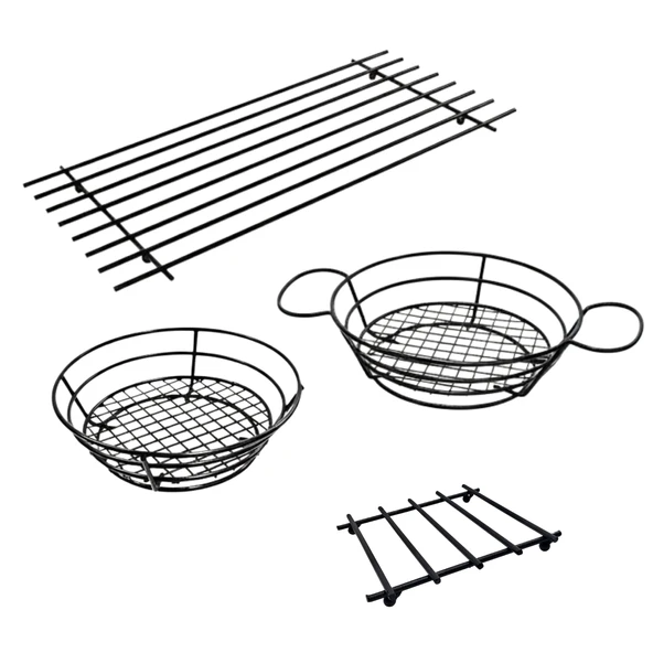 DÖRTLÜ METAL SUNUM VE NİHALE SETİ  BÜYÜK NİHALE, SOSLUKLU  SUNUMLUK, EKMEK-MEYVE SEPETİ, KÜÇÜK NİHALE ürün görseli 1