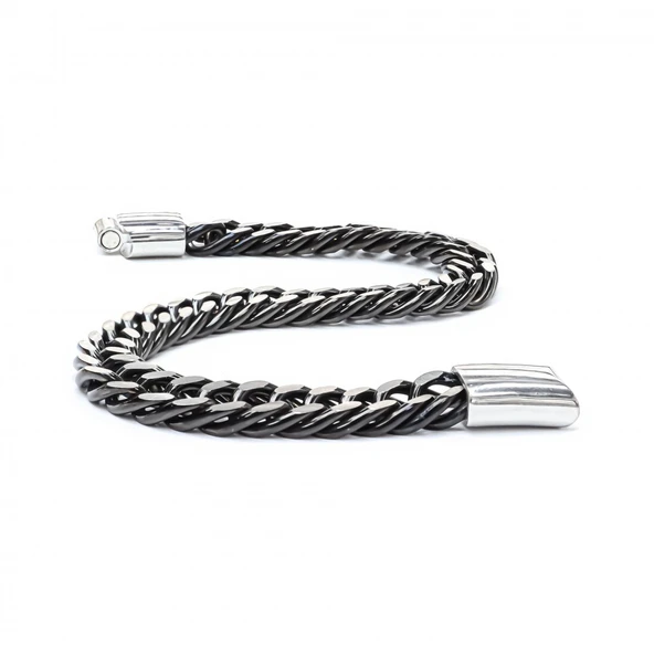 Çift Sıra Otantik Çelik Zincir Bileklik 31835B2D2 - Resim 6