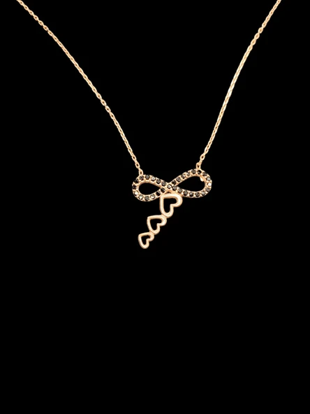 ? Rose Gold Kaplama 925 Ayar İthal Gümüş Sonsuzluk ve Kalp Kolye — Zarif ve Romantik Bir Dokunuş ürün görseli 1