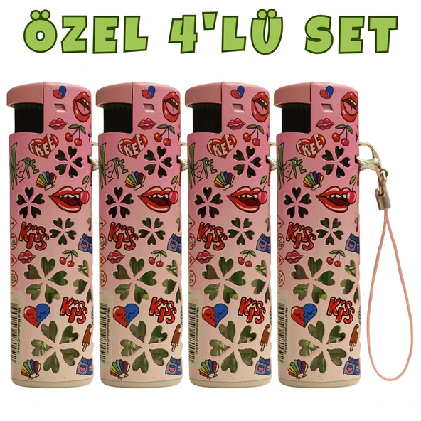 Hunter Turbo Jet Alevli Işıklı Metal Çakmak 4’lü Set – Doldurulabilir LED Işıklı (32-4B2) ürün görseli 1