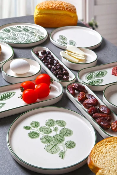 14 Parça 6 Kişilik Handmade Yaz Desen Kahvaltı Takımı - Lüx Kahvaltılık Sunum Seti - Resim 2