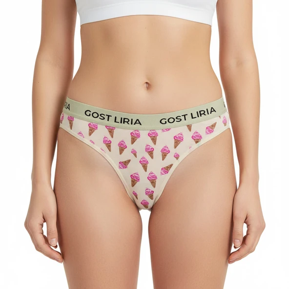 -İce Cream Desenli Kadın String Külot - Resim 3