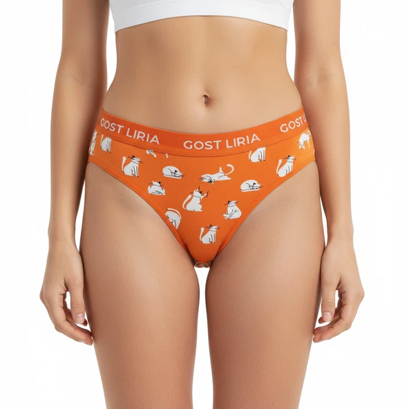 Gost Liria -Silver Cat Desenli Kadın String Külot - Resim 3