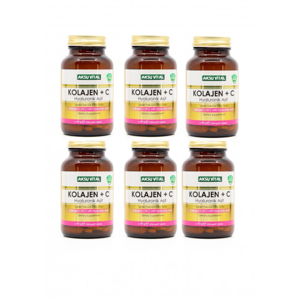 Aksu vital TIP 1 Kolajen + C Vitamini ve Hyaluronik Asit 60 Tablet x 6 adet - 1