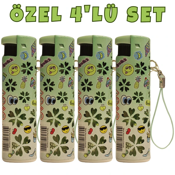 Hunter Turbo Jet Alevli Işıklı Metal Çakmak 4’lü Set – Doldurulabilir LED Işıklı (32-4B4) ürün görseli 1