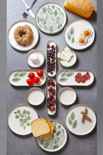 14 Parça 6 Kişilik Handmade Yaz Desen Kahvaltı Takımı - Lüx Kahvaltılık Sunum Seti ürün görseli 1