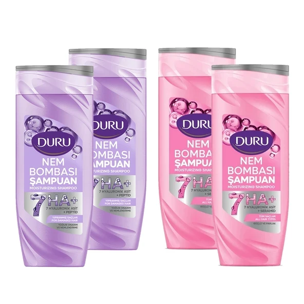Duru Nem Bombası Şampuan Yıpranmış Saçlar ve Tüm Saçlar İçin 400 ml 4 lü Set ürün görseli 1