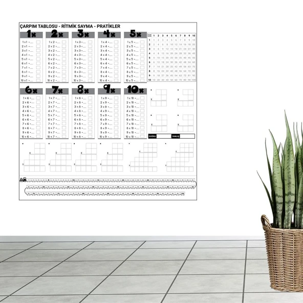 Çarpım Tablosu Ezberleme Manyetik Duvar Stickerı 105 x 100 cm (5314) - Resim 5