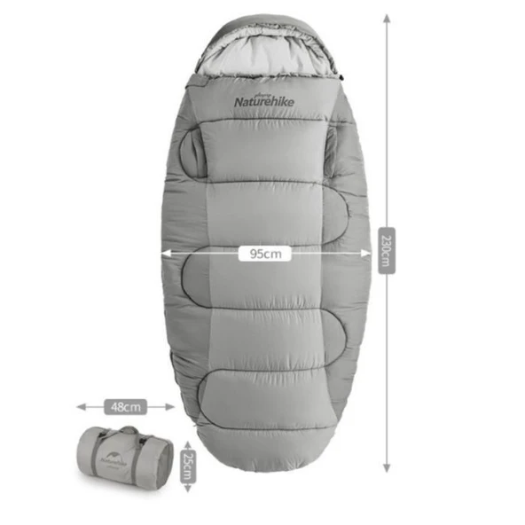 NATUREHİKE PS200 UYKU TULUMU -4 DERECE GRİ - Resim 2