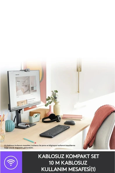 MK220 Kablosuz Türkçe Klavye Mouse Seti - Siyah - Resim 3