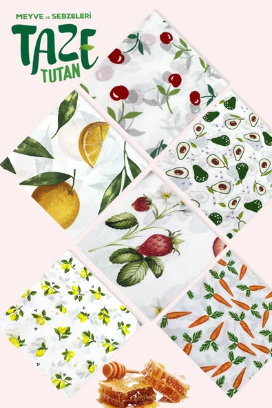 6 Parça Tekrar Kullanılabilen Balmumu Gıda Saklama Bezi Beeswax Food Wraps Mumo - Resim 2