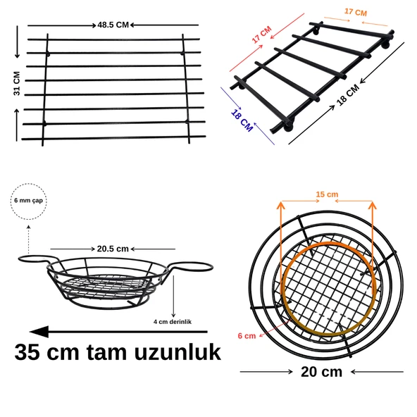 DÖRTLÜ METAL SUNUM VE NİHALE SETİ  BÜYÜK NİHALE, SOSLUKLU  SUNUMLUK, EKMEK-MEYVE SEPETİ, KÜÇÜK NİHALE - Resim 2