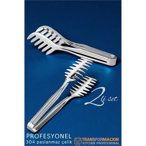 Mutfak Maşa Seti - Makarna Pasta Salata Çok Amaçlı Maşa 2 li SET 304 Paslanmaz Çelik ürün görseli
