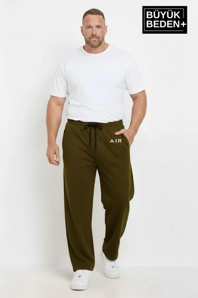 Erkek Büyük Beden Rahat Kesim Paça Reçme AR Baskılı Beli Lastikli Eşofman Altı SPR26EA952-1 - Resim 8