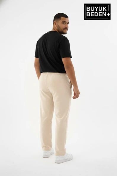Erkek Büyük Beden Rahat Kalıp, Lastikli Bel, Paça Reçmeli Eşofman Altı SPR26BEA952 - Resim 11