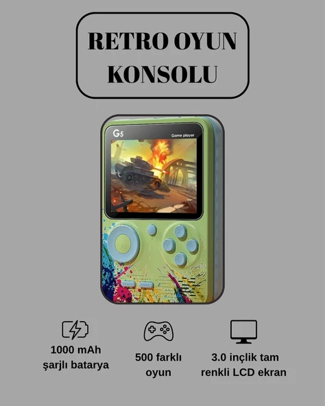 G5 Game Box Retro Mini Oyun Konsolu – 500 Dahili Oyun ürün görseli 1